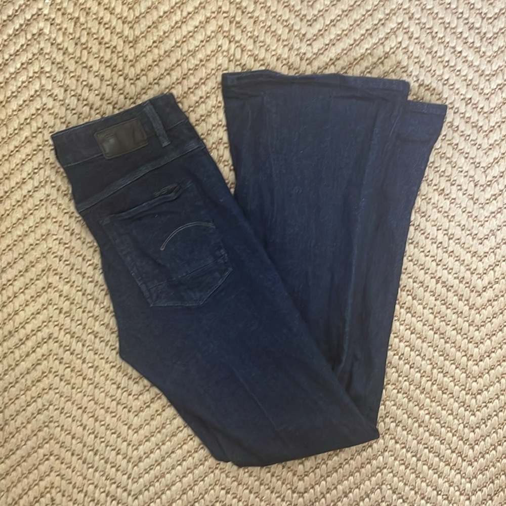 G-Star - Low Slung Fit and Flared Denim Jeans - Navy - 28